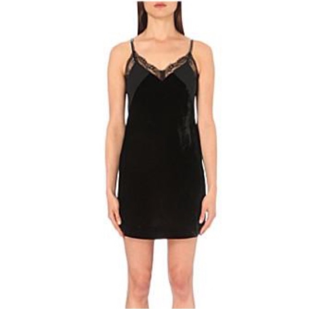 MAJE Ruiza Velvet Slip Dress Lace Lingerie Dress Sz 1 Small
